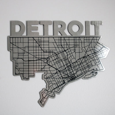 Detroit Map - Shaped In Steel