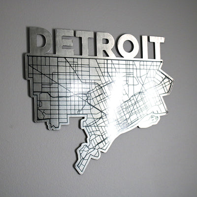 Detroit Map - Shaped In Steel