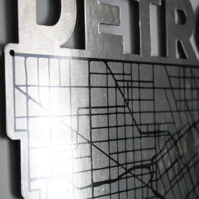 Detroit Map - Shaped In Steel